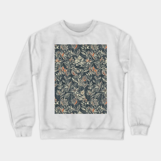 Floral interior soft color dark gray Crewneck Sweatshirt by Remotextiles